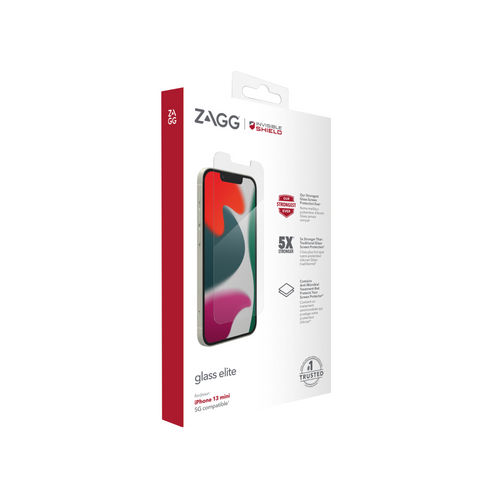 ZAGG Glass Elite AM Screen Protector for iPhone 13 Mini - case-friendly, ultra-strong aluminosilicate glass.