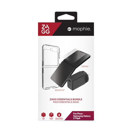 ZAGG Essentials Bundle for Samsung Galaxy Z Fold6 and Z Flip6 - Bridgetown case, Glass Elite screen protector, and 30W charger