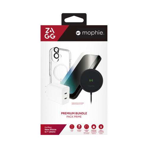 Ultimate Protection Bundle: Crystal Palace Snap case, XTR4 screen protector, 15W wireless charger, and 45W wall charger for iPhone