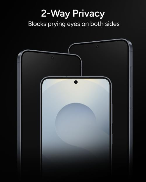 ZAGG Fusion Privacy Anti-Glare Screen Protector for Samsung Galaxy S25 - 2-way privacy filter and glare-reducing matte finish.