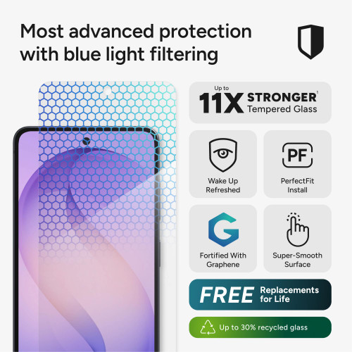 Glass XTR5 Blue Light Screen Protector for Galaxy S26 — angle view