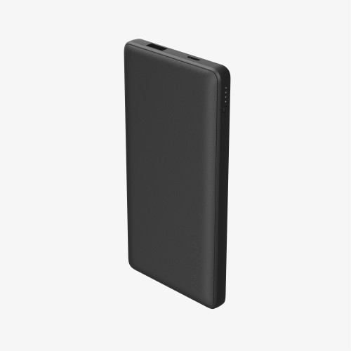 Power Boost 10K Powerbank (Black) with a phone charging via its USB-C cable.