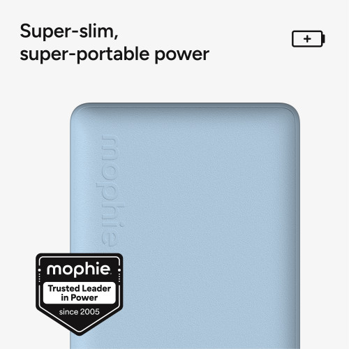 Compact blue 10,000mAh power bank in hand, showcasing its portable and vibrant design.