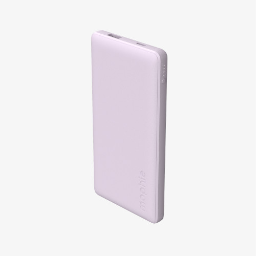 Lilac Power Boost 10K power bank charging a smartphone via its USB-C port.