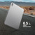 Side profile view of the iPad in case with folio cover folded completely flat behind, showing how the cover folds back seamlessly for handheld tablet use, reading, or gaming.