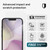 Tempered glass screen protector featuring 5x stronger impact protection and anti-microbial treatment.