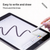Hand-drawing demonstration on an iPad screen, showing the active tip creating a thick line and then rotating to create a thin line, demonstrating the tilt recognition feature.