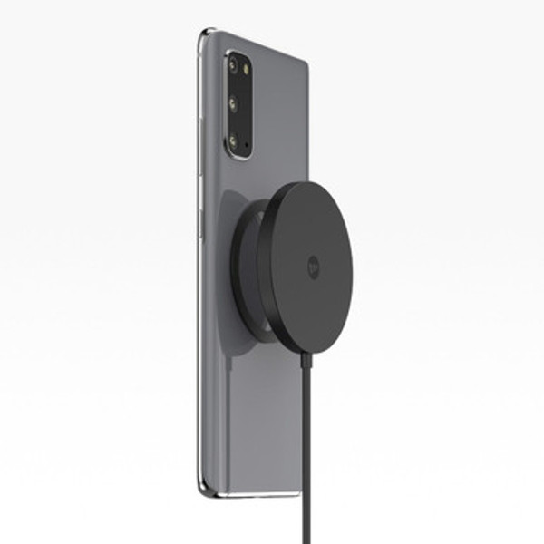 The magnetic array on the snap+ wireless charger works with MagSafe compatible devices.