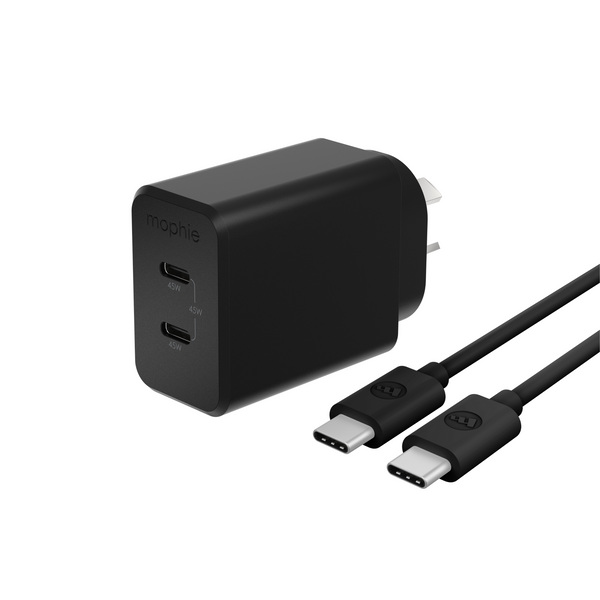 essential 45W USB-C wall charger & C-C cable | bundle, Black