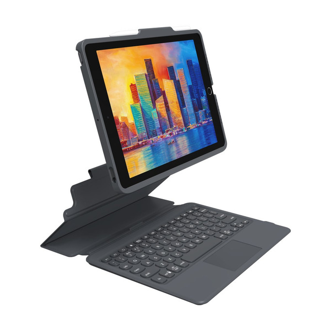 Detailed shot of Pro Keys Trackpad, US for iPad 11"/10.9" showing overall product fit.