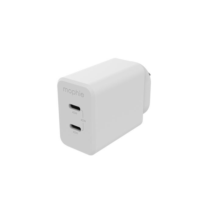 mophie Speedport 45W dual USB-C GaN fast wall charger ultra-compact design