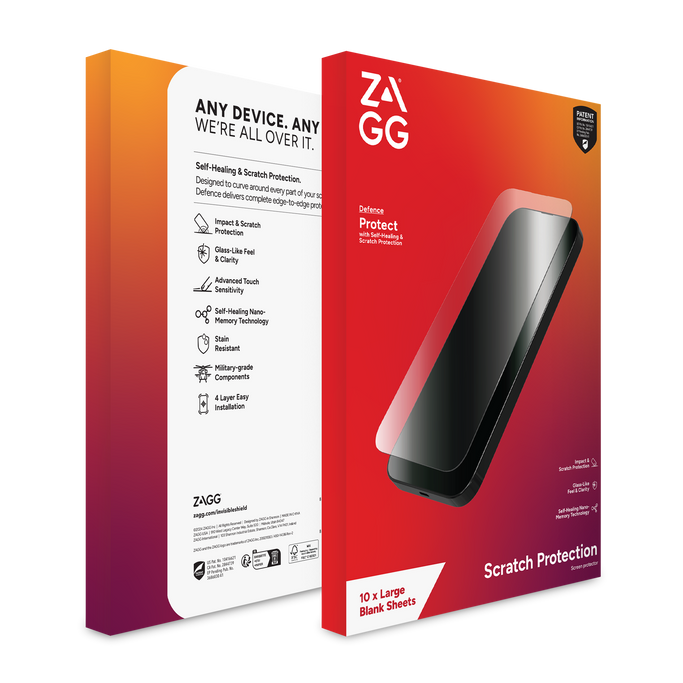 ZAGG on Demand Defence Film, 4 Layer, Large (Orders in packs of 10)