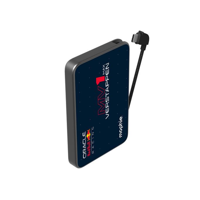 Black Powerstation Plus 5K Mini with exclusive MV1 racing graphics and integrated braided USB-C cable