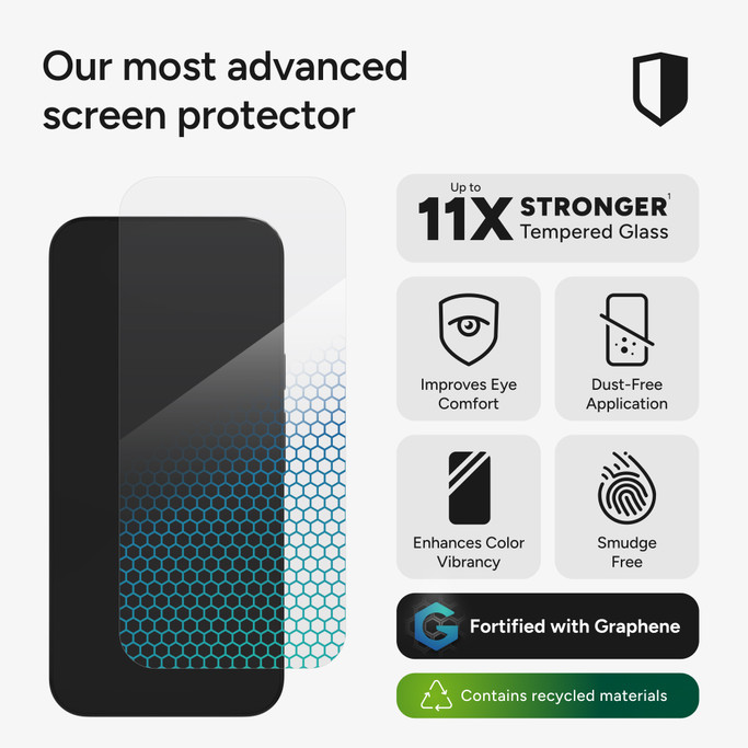 Glass XTR4 screen protector installed on a Google Pixel 10 Pro XL, showcasing its crystal-clear finish.