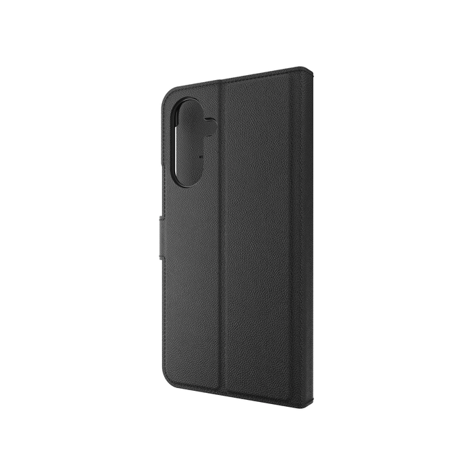 ZAGG Essential Folio Case in durable PU leather, open to show dedicated card slots and cash pocket.