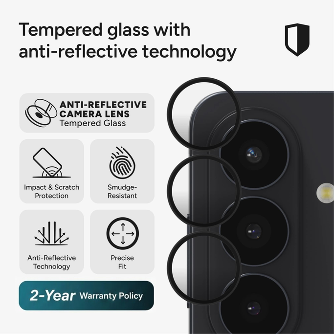 Additional view 9 of Premium Camera Rings Lens Protector in Black for Samsung Galaxy S26.