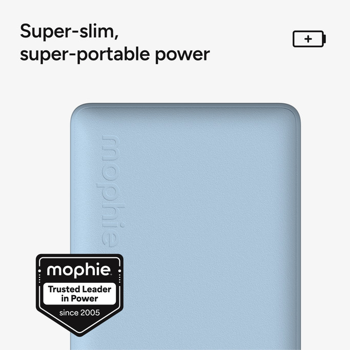 Compact blue 10,000mAh power bank in hand, showcasing its portable and vibrant design.