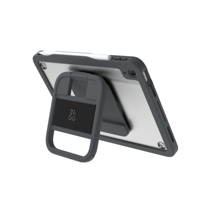 Durango rugged case on iPad 11th Gen, showing 360° rotating kickstand extended in landscape mode.