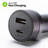 mophie 42W fast car charger with LED power indicator light illuminated