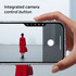 Functional Camera Button: Close-up of precise camera button on clear case allowing full camera control