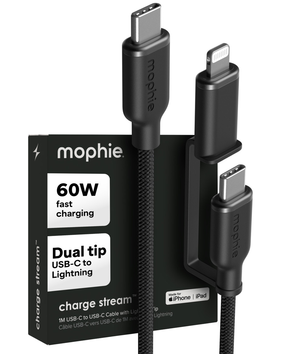 mophie ChargeStream USB-C to USB-C cable with removable Lightning SwitchTip