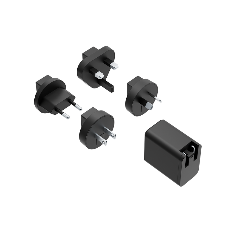 mophie Speedport 40W USB-C GaN wall charger with global adapters for Australia, UK, EU, NA