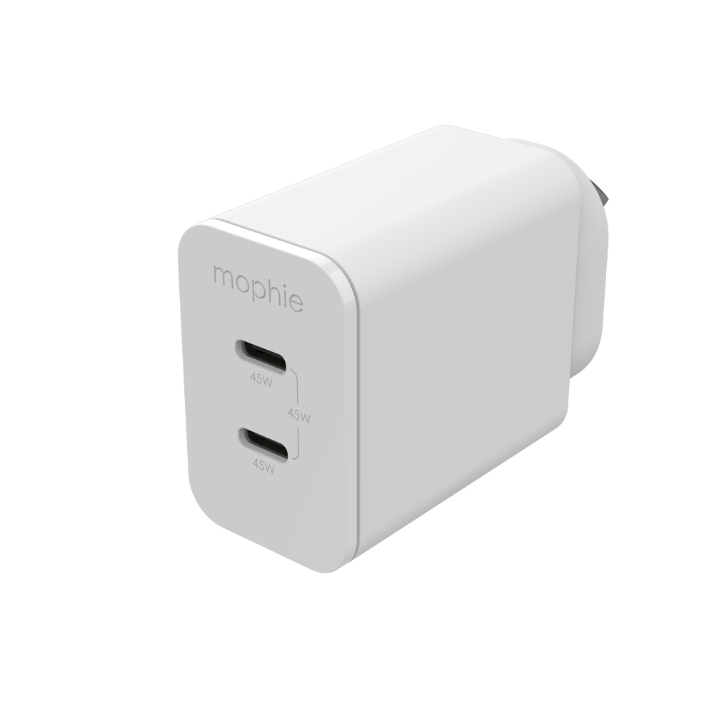 mophie 45W Dual USBC GaN Wall Charger, PD, 2C, White ZAGG APAC