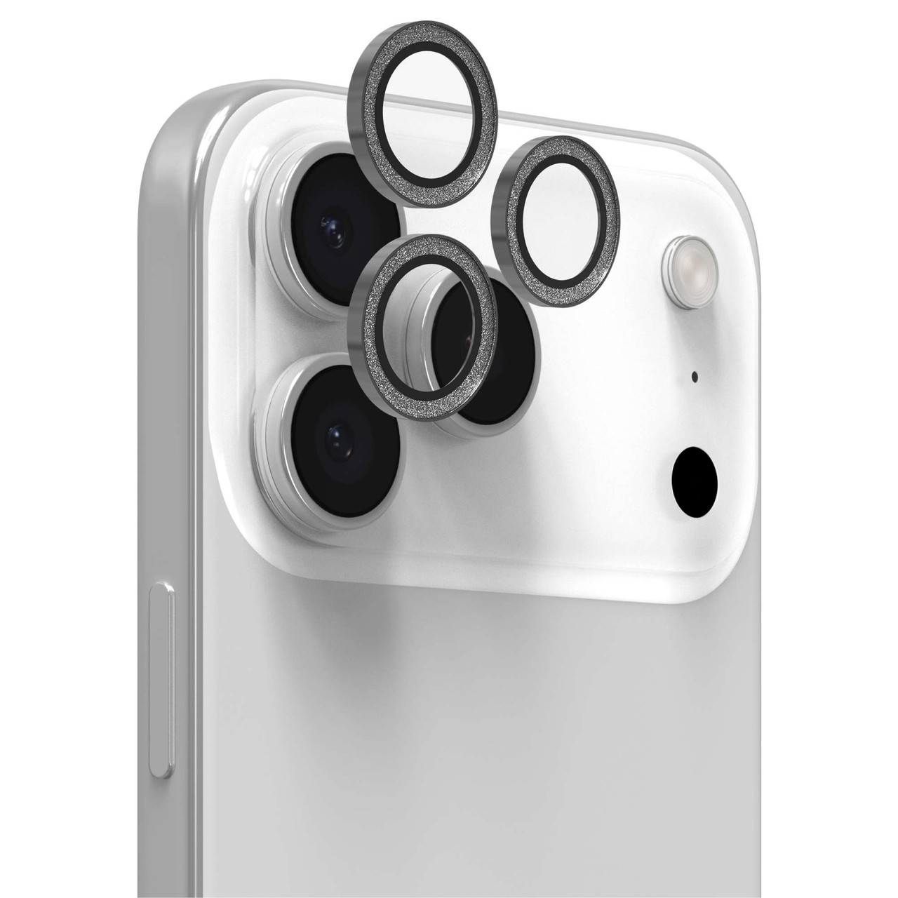 Glass Elite Lens Protection Camera Rings | iPhone 15/16/17, Silver Glitter