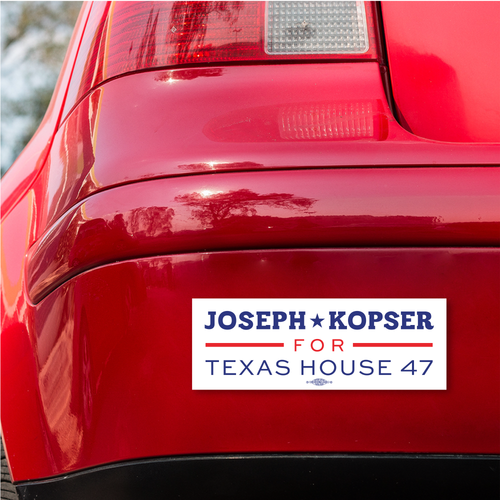 Joseph Kopser For Texas (10" x 3.5" Bumper Magnet)