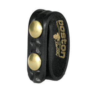 Front view of Boston Leather Belt Keeper set with gold snaps