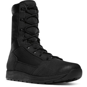 Danner Tachyon 8" Black tactical boot front view showing lightweight nylon and leather upper