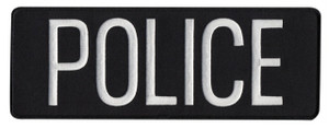 Hero’s Pride POLICE Back Patch white text on black background Hero’s Pride POLICE Back Patch white text on black background