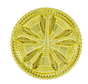 Hero’s Pride gold 5 Bugles insignia close-up Hero’s Pride gold 5 Bugles insignia close-up