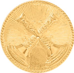 Battalion Chief Hat Badge with two crossed horns and sunburst design Battalion Chief Hat Badge with two crossed horns and sunburst design