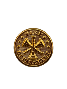 Waterbury 24L Chief Cap Button with three crossed trumpets Waterbury 24L Chief Cap Button with three crossed trumpets
