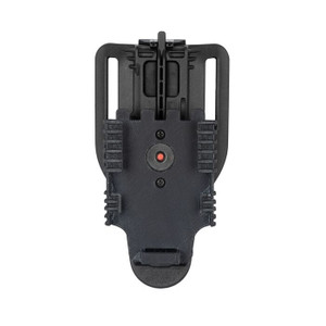 Close-up of Safariland QUBL holster adapter with quick detach system Close-up of Safariland QUBL holster adapter with quick detach system