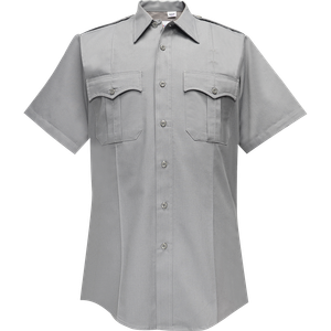 Duro Poplin Men’s Short Sleeve Shirt in uniform style-Silver light Grey