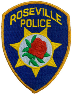 Close-up showing detailed Roseville Police insignia embroidery Close-up showing detailed Roseville Police insignia embroidery