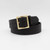 Rolled  1.75" Black Full Grain Leather Garrison Belt with plain finish gold buckle