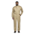 Man wearing men’s FR lightweight coverall on industrial job site in khaki