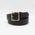 Front view of 1.75" Black Full Grain Leather Garrison Belt with basketweave texture