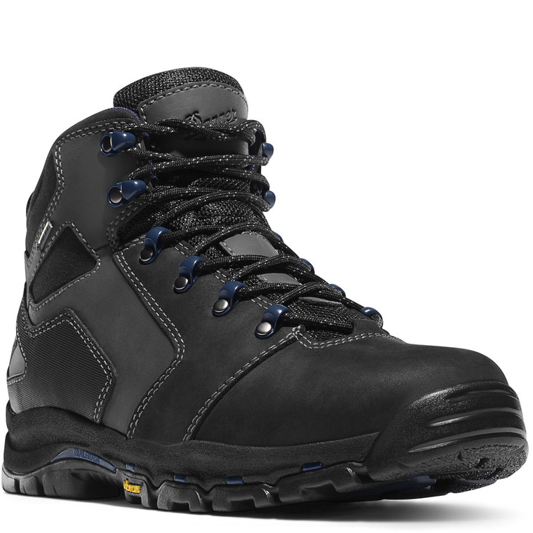 Danner Vicious 4.5" Black/Blue NMT work boot front view showing sleek leather upper and composite toe protection Danner Vicious 4.5" Black/Blue NMT work boot front view showing sleek leather upper and composite toe protection