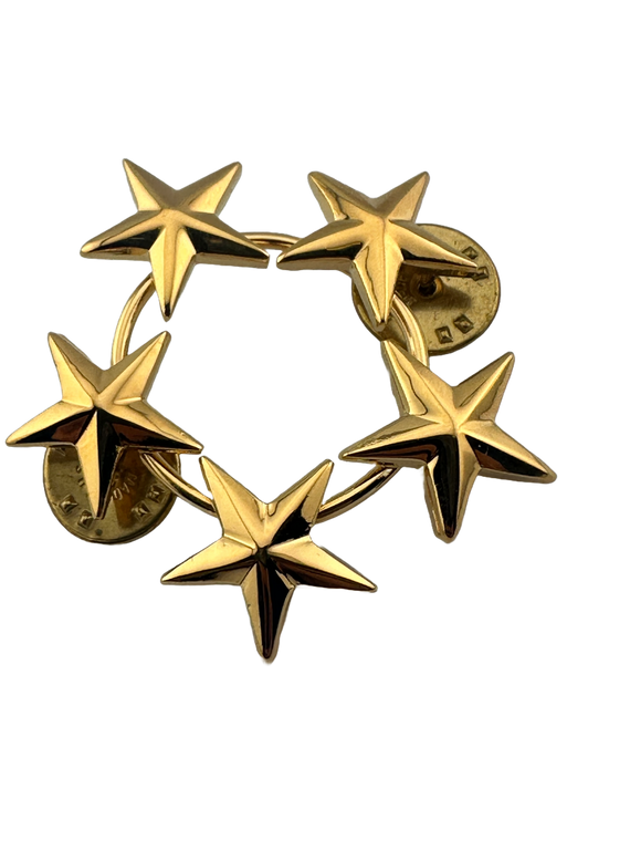 5 Stars Cluster Lapel Pin gold finish close-up