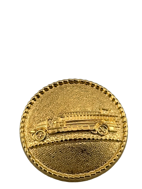 Blackinton Fire Truck Facing Left badge in gold finish