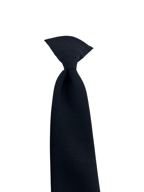 pre-tied clip-on tie in black polyester/wool blend
