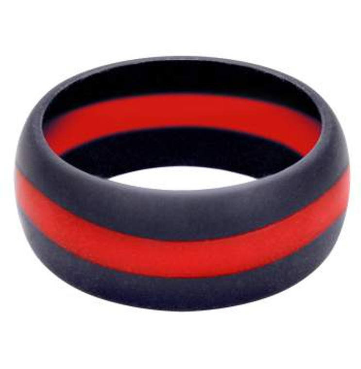 Thin Red Line ring, firefighter silicone ring, non-metal wedding band, heat-resistant ring,