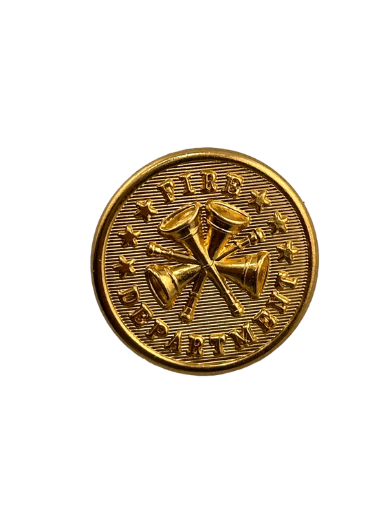 Fire 4 cross trumpet button, fire department Class A button, fire fighter cap button, 4 cross trumpet cap button,