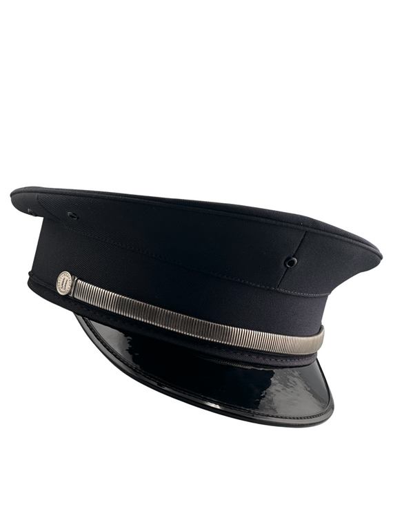Firefighter dress uniform cap with polished finish