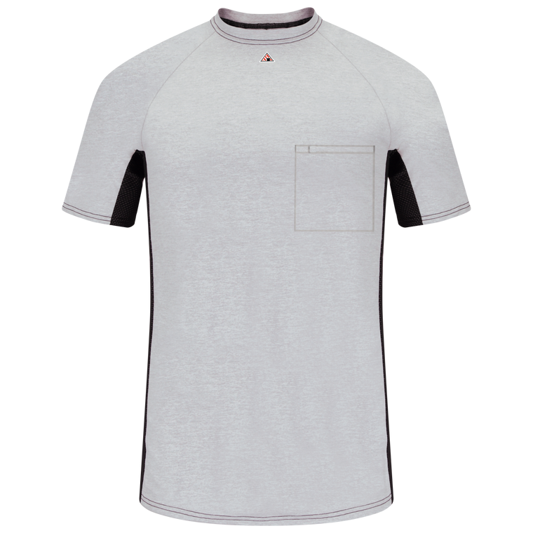 FR Base Layer with Concealed Chest Pocket, Short Sleeve, Grey