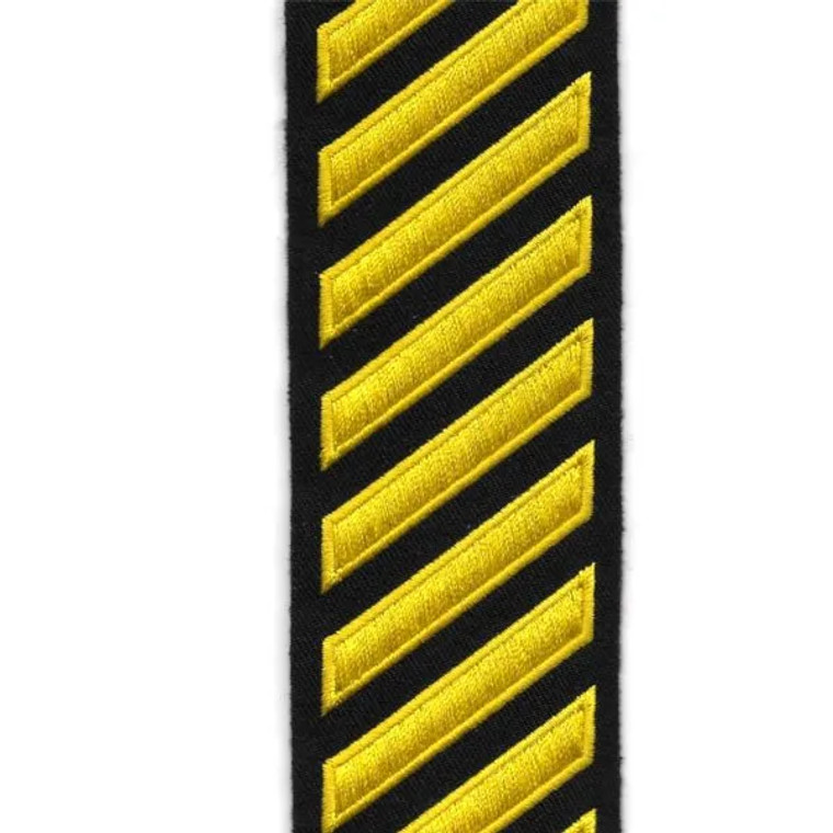 Front view of medium gold on black service stripes